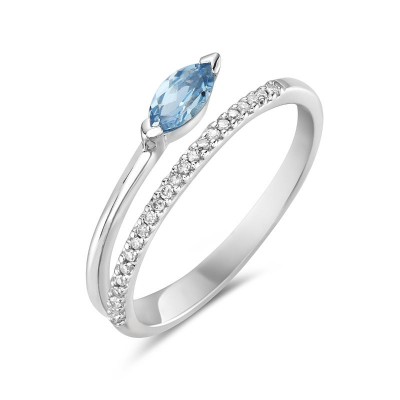 Blue Topaz & Diamond Ring