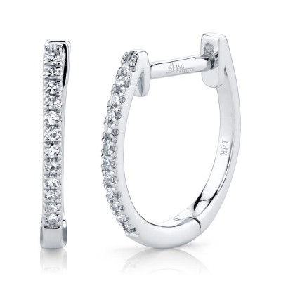 0.08Ct 14K W/G Diamond Huggie Earrings