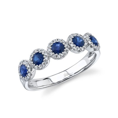 0.20Ct Diamond and 0.70Ct Blue Sapphire 14K WG Band