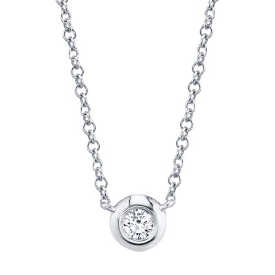 0.05Ct 14K W/G Diamond Bezel Necklace