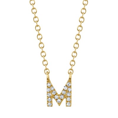 0.05Ct 14K Y/G Diamond Necklace - Initial M