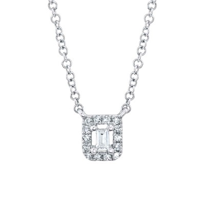 0.05Ct 14K W/G Diamond Baguette Necklace