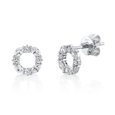 0.49Ct 14K W/G Diamond Circle Stud Earrings