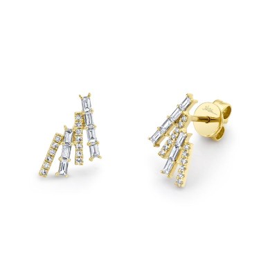 0.32Ct 14K Y/G Diamond Baguette Stud Earrings