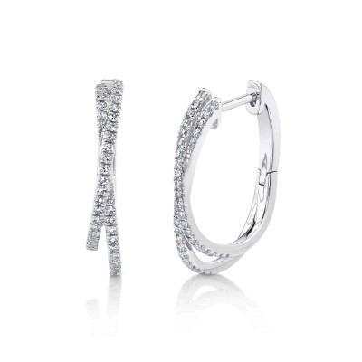 0.21Ct 14K W/G Diamond Hoop Earrings