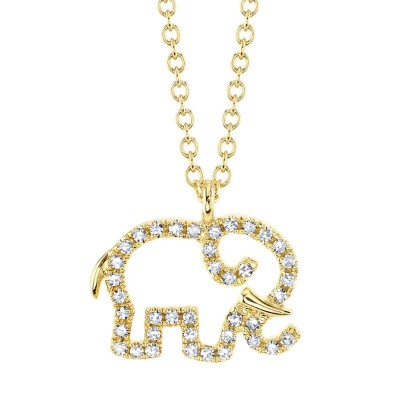 0.09Ct 14K Y/G Diamond Elephant Necklace