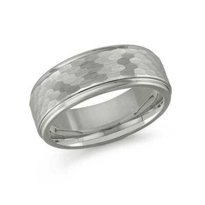 Grey Hammered Tungsten Carbide Wedding Band