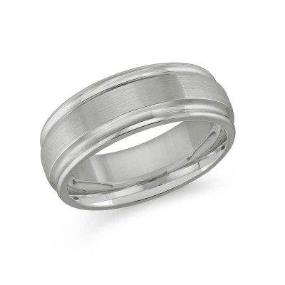 Grey Satin Tungsten Carbide Wedding Band