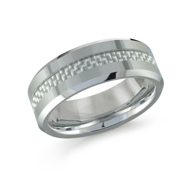 Grey Polished Tungsten Carbide Wedding Band