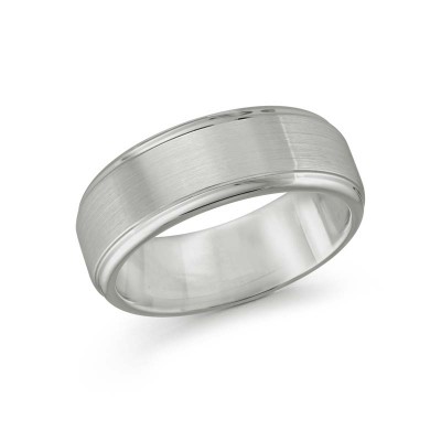 Grey Satin Tungsten Carbide Step Edge Wedding Band