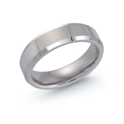 Grey Polished Tungsten Carbide Wedding Band