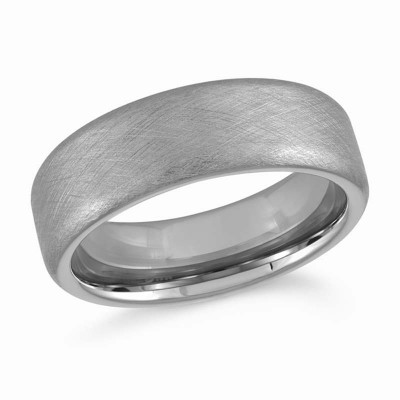 Grey Wire Brush Tungsten Carbide Beveled Edge Wedding Band