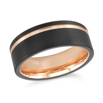 Black/Rose Satin Tungsten Carbide Wedding Band