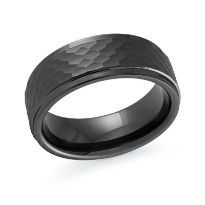 Black Hammered Tungsten Carbide Wedding Band