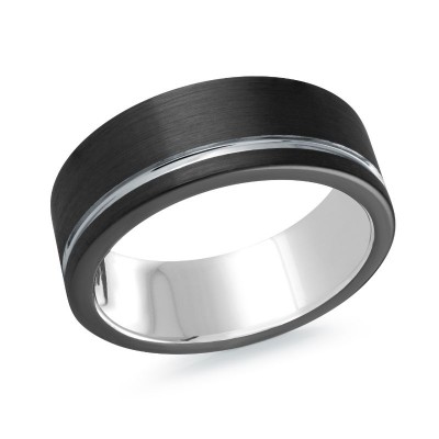 Black/Sliver Satin Tungsten Carbide Wedding Band