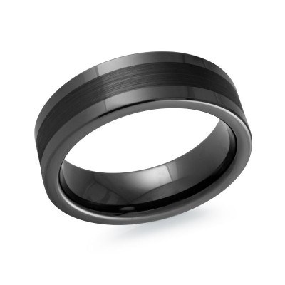 Black Satin Tungsten Carbide Wedding Band