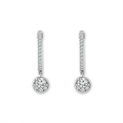 14K White Gold Diamond Hoop Earrings 1/2ctw