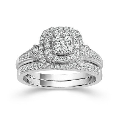 10K White Gold Diamond Wedding Set