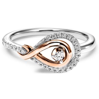 Loves Crossing Rose Gold and Silver Diamond Ring