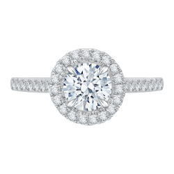 18K White Gold 1/3 Ct Round Cut Diamond Engagement Ring (Semi-Mount)