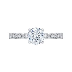 18K White Gold  1/3 Ct Round Cut Diamond Engagement Ring (Semi-Mount)