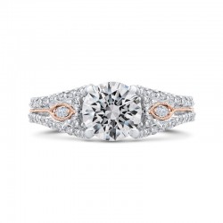 14K Two-Tone Gold Round Cut Diamond Engagement Ring (Semi-Mount)