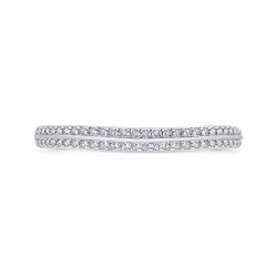 Round Diamond Half-Eternity Wedding Band In 14K Two-Tone Gold with Euro Shank