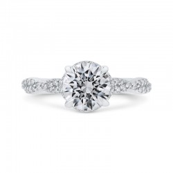 14K White Gold Round Diamond Crossover Shank Engagement Ring (Semi-Mount)