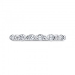 14K White Gold Pear Oval and Round Diamond Wedding Band
