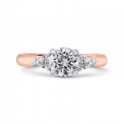 14K Two-Tone Gold Diamond Three-Stone Engagement Ring (Semi-Mount)