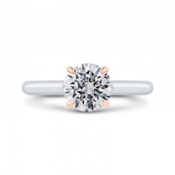 14K Two-Tone Gold Round Diamond Solitaire Plus Engagement Ring with Milgrain (Semi-Mount)