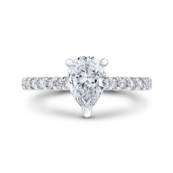 18K White Gold Pear Diamond Engagement Ring (Semi-Mount)