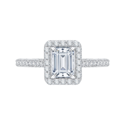 18K White Gold 3/4 Ct Emerald Cut Diamond Engagement Ring (Semi-Mount)