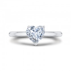 14K White Gold Heart Cut Diamond Solitaire Engagement Ring (Semi-Mount)