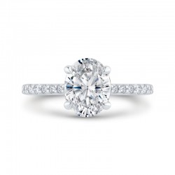 14K White Gold Oval Cut Diamond Solitaire Plus Engagement Ring (Semi-Mount)