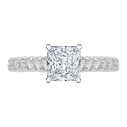 18K White Gold 3/4 Ct Princess Cut Diamond Engagement Ring (Semi-Mount)