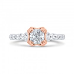 14K Two-Tone Gold Bezel Set Diamond Engagement Ring with Round Shank (Semi-Mount)