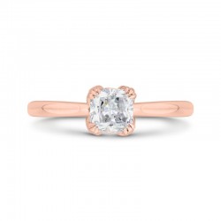 14K Rose Gold Princess Cut Diamond Engagement Ring (Semi-Mount)
