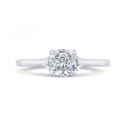 14K White Gold Cushion Diamond Solitaire Plus Engagement Ring  (Semi-Mount)
