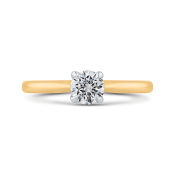 14K Two Tone Gold Round Cut Diamond Solitaire Engagement Ring (Semi-Mount)