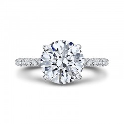 18K White Gold Round Diamond Engagement Ring (Semi-Mount)