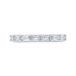 18K White Gold Baguette and Round Diamond Wedding Band