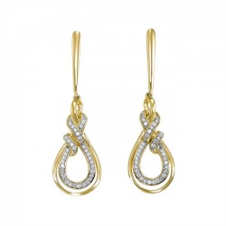 These gorgeous intertwined earrings, crafted from 14K Yellow Gold, are set with 56 round-cut diamonds. Total diamond weight is 1/6 ctw.