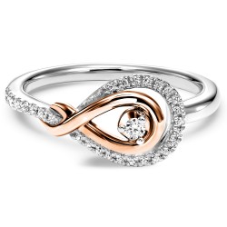 Loves Crossing Rose Gold and Silver Diamond Ring