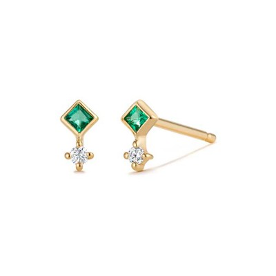 EMMIE  Emerald and Diamond Studs