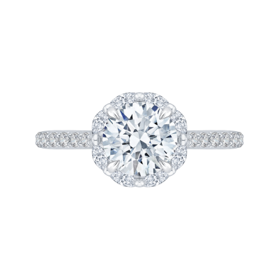 18K White Gold  1 1/4 Ct Round Cut Diamond Engagement Ring (Semi-Mount)