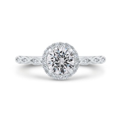 14K Two-Tone Gold Diamond Halo Engagement Ring (Semi-Mount)