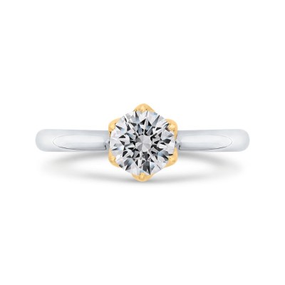 14K Two-Tone Gold Round Diamond Solitaire Plus Engagement Ring (Semi-Mount)