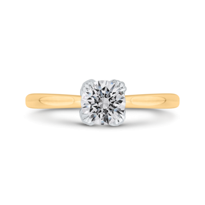 14K Two Tone Gold Round Cut Diamond Engagement Ring (Semi-Mount)