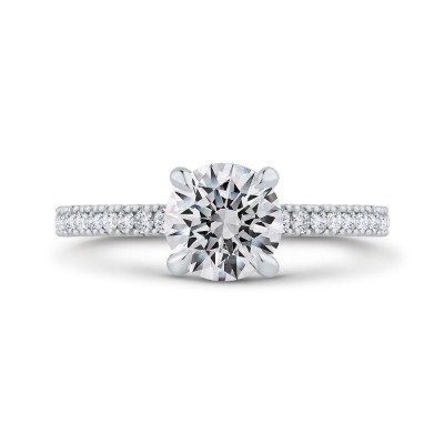 14K White Gold Round Cut Diamond Solitaire Plus Engagement Ring (Semi-Mount)